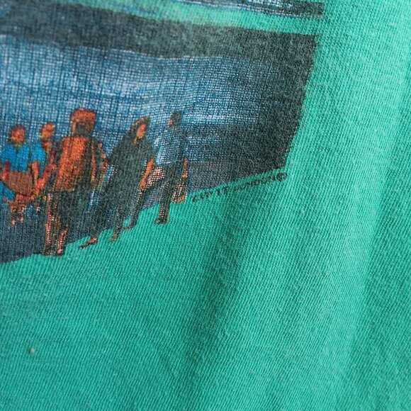 Large Vintage T-shirt Single Stitch London Big Ben Double-Decker Bus Turquoise - Picture 5 of 8